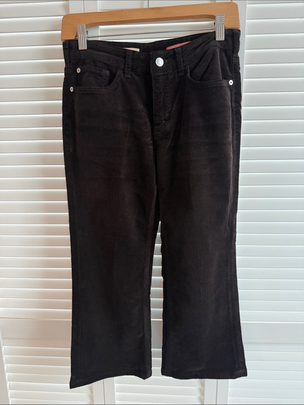 Pilcro Dark Brown Corduroy Cropped Wide-Leg Jeans